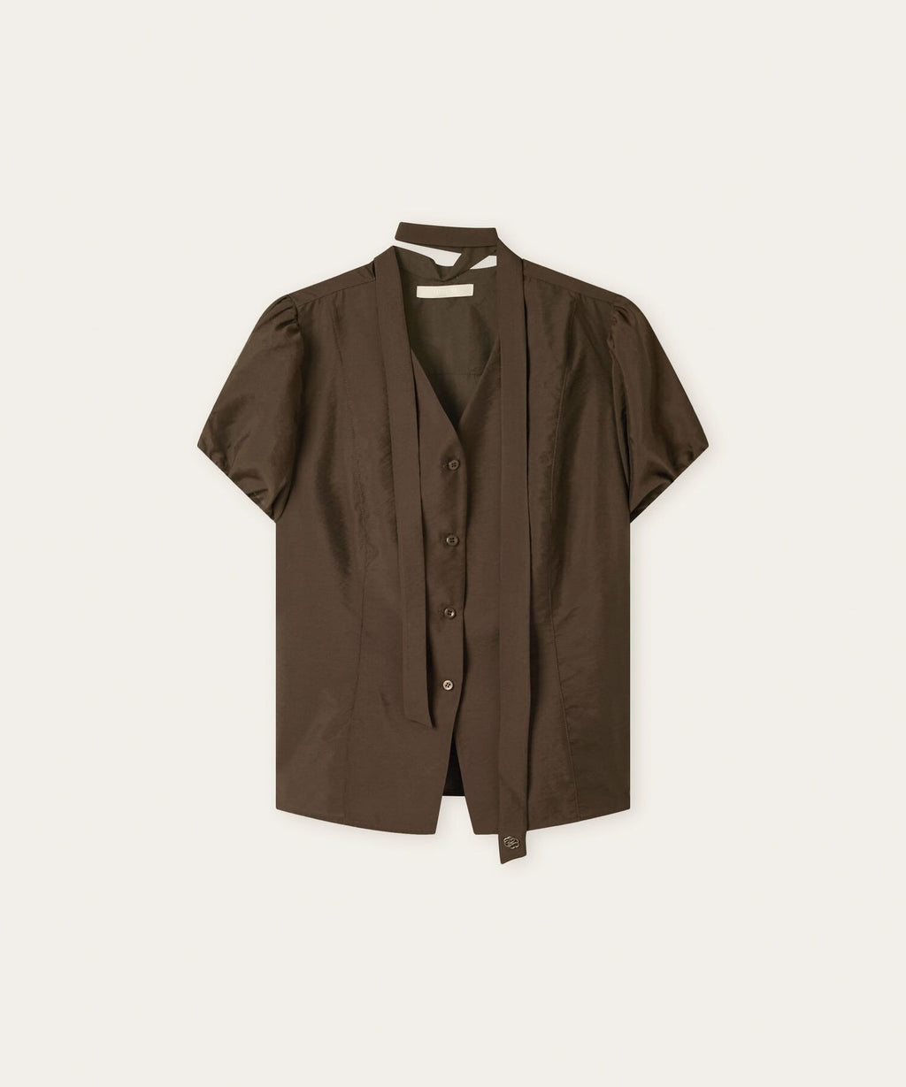 ROEM V-neck tie blouse RMBLG37RT4