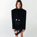 YCH CROPPED WOOL JACKET BLACK (F23JK102BK)