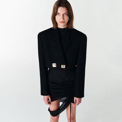 CROPPED WOOL JACKET BLACK (F23JK102BK)