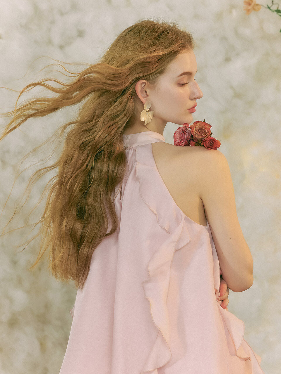 sincethen Peach pink halterneck blouse
