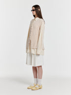 EENK YECO Pleated Denim Bermuda Shorts - White