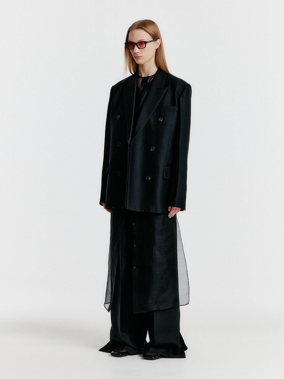 EENK YENNY Oversized Double-breasted Jacket - Black