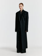 EENK YALE Peaked lapel Tailored Long Coat - Black