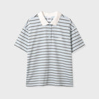 CGP (Women) Overfit Striped Short Sleeve Collar T-Shirt - Sky Blue