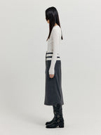 EENK EENK XETTE Waistband Layered Midi Skirt - Dark Grey
