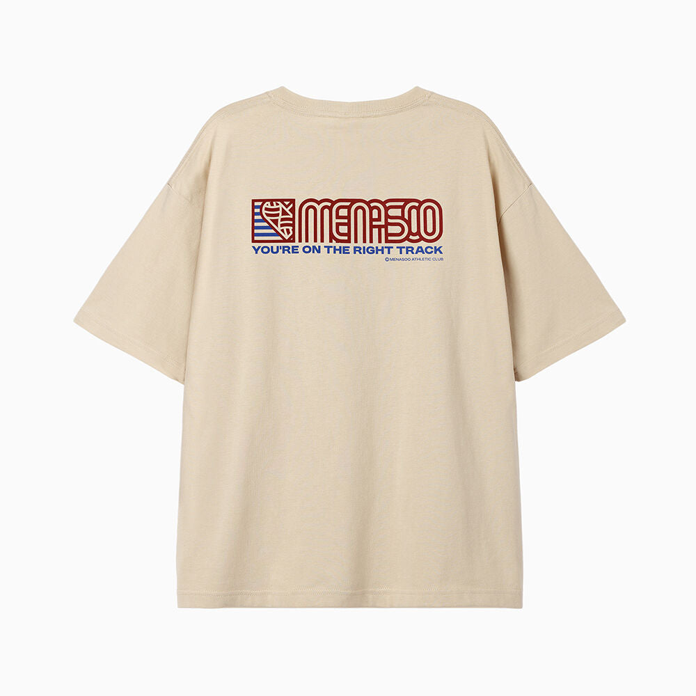 MENASOO Squared Hearttrack Graphic T Shirt_Oatmeal