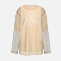 YCH SEE-THROUGH LAYRED T-SHIRT BEIGE (W24TS11091BE)