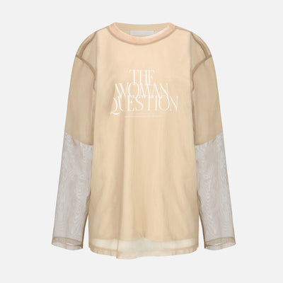SEE-THROUGH LAYRED T-SHIRT BEIGE (W24TS11091BE)