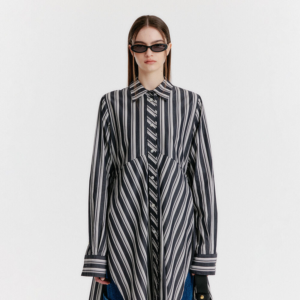 EENK YEVA Stripe Long Shirt - Black