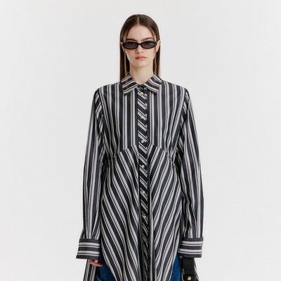 YEVA Stripe Long Shirt - Black