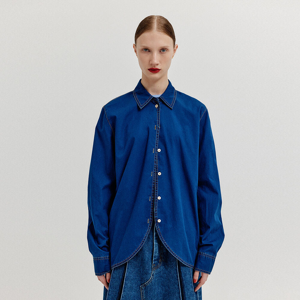 EENK EENK XAYA Oversized Denim Shirt - Denim Blue