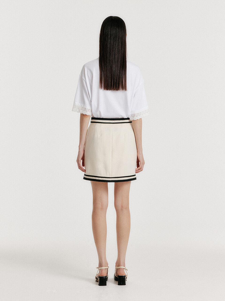 EENK EENK Contrast Mini Skirt - Ivory