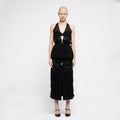 YCH OPEN BACK PLEATS VEST BLACK (R25VT3011BK)