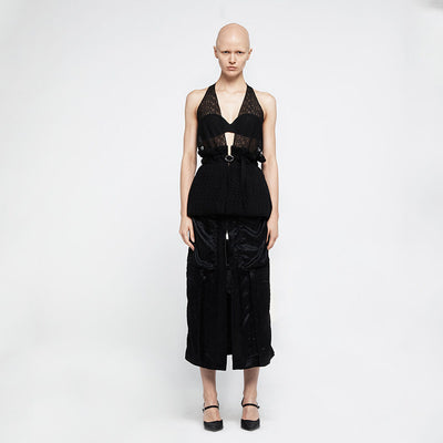 OPEN BACK PLEATS VEST BLACK (R25VT3011BK)