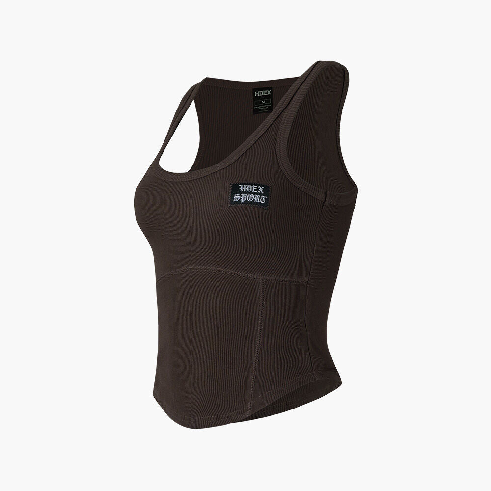 HDEX Women's Round Cover Stitch Tank Top (Brown)