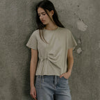 KNOWN BETTER Side tuck strap T-shirt [KNSS03TS09]_Mint beige