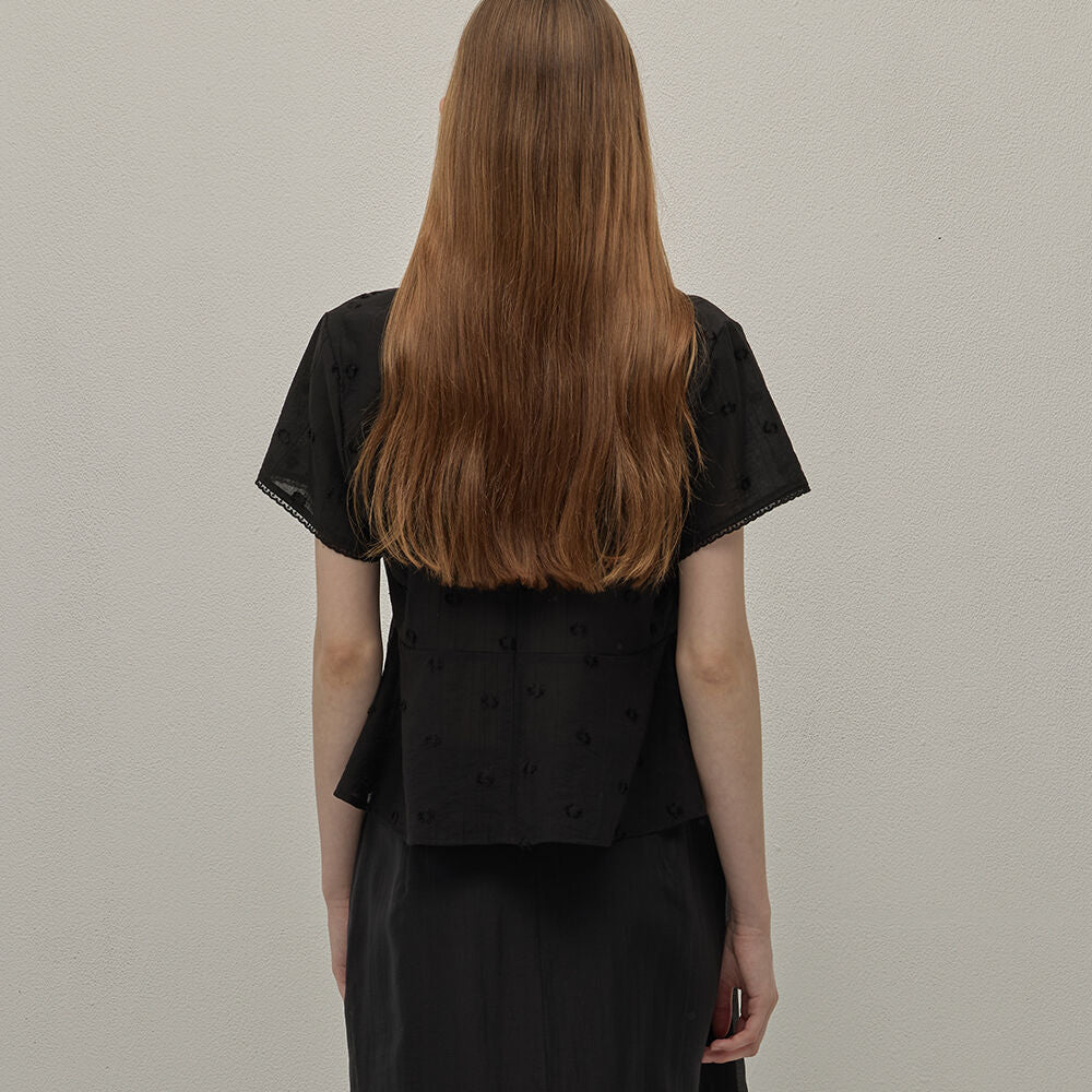BEMUSE MANSION Grace shirring blouse - Black