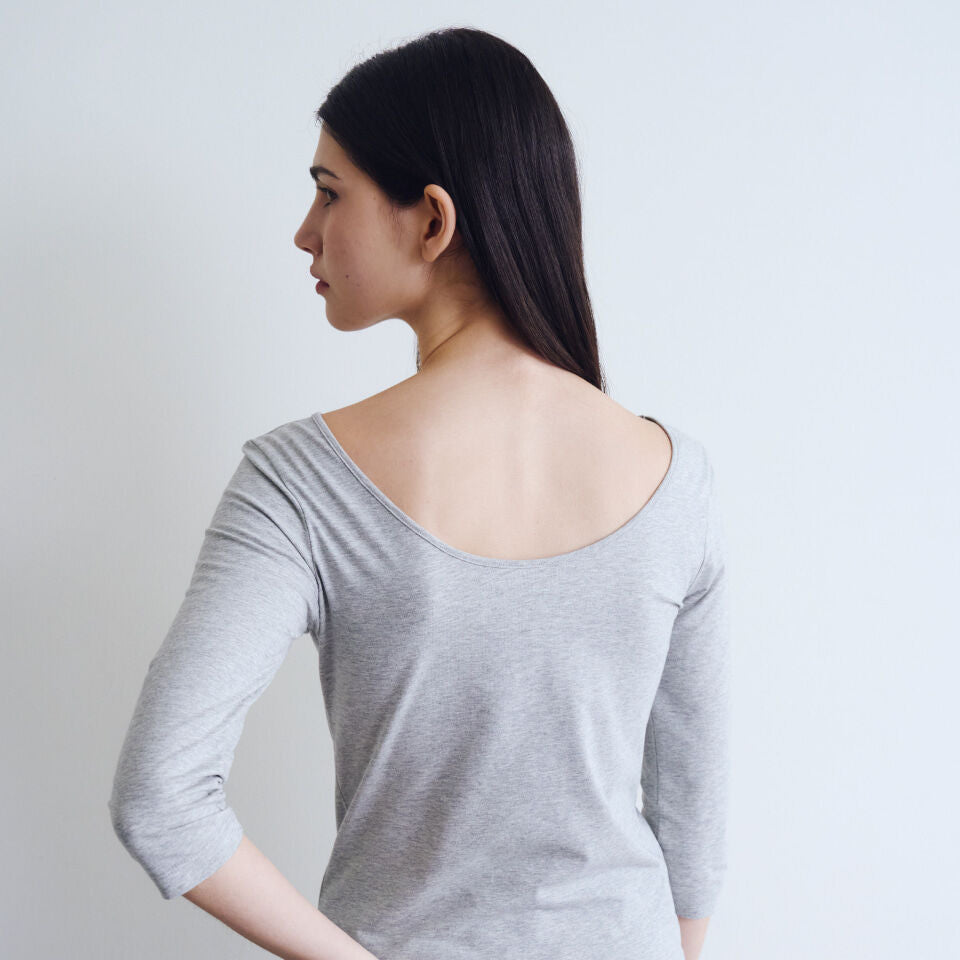 WAVE UNION Convertible Three-quarter sleeve top Heather dark gray