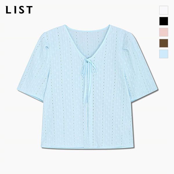 LIST Cotton punching ribbon blouse_TWWBLQ62200