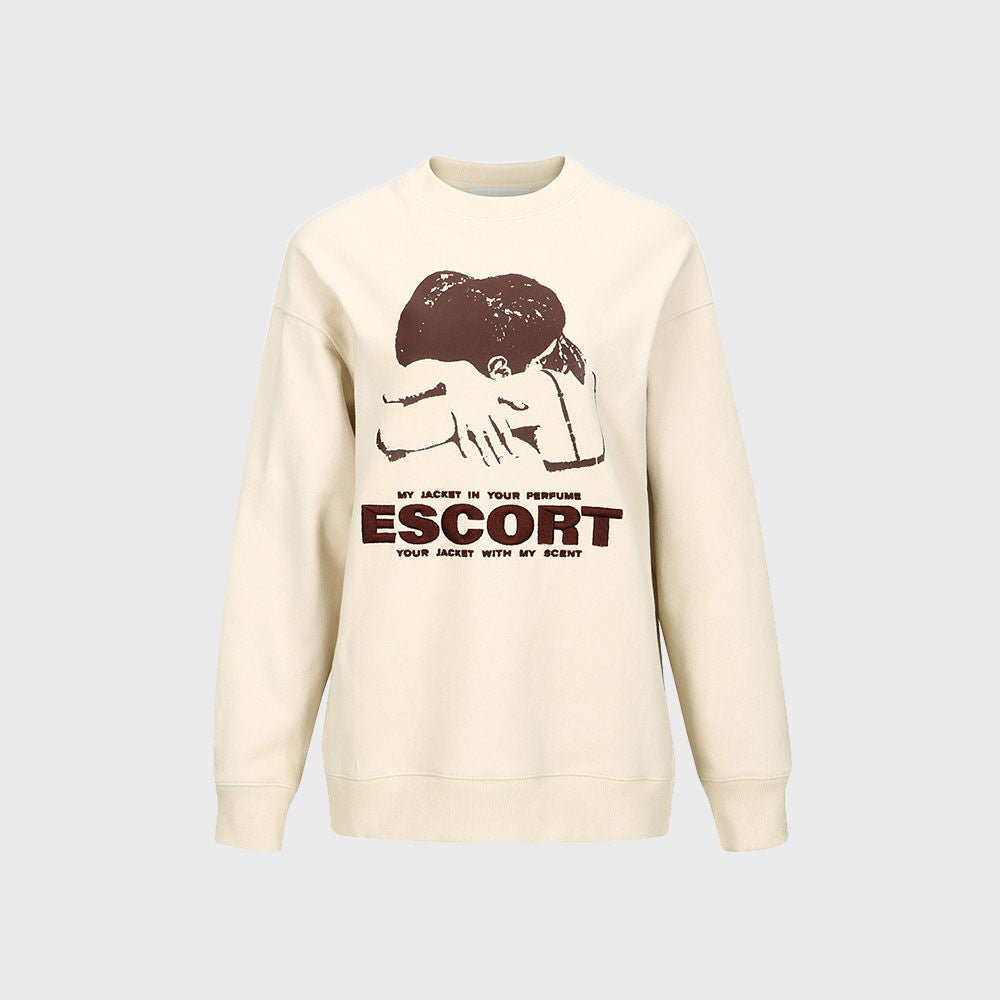 YCH ESCORT-PRINT SWEATSHIRT CREAM (F23TO910CR)