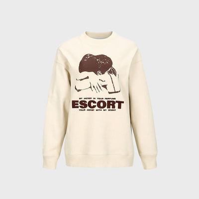 ESCORT-PRINT SWEATSHIRT CREAM (F23TO910CR)