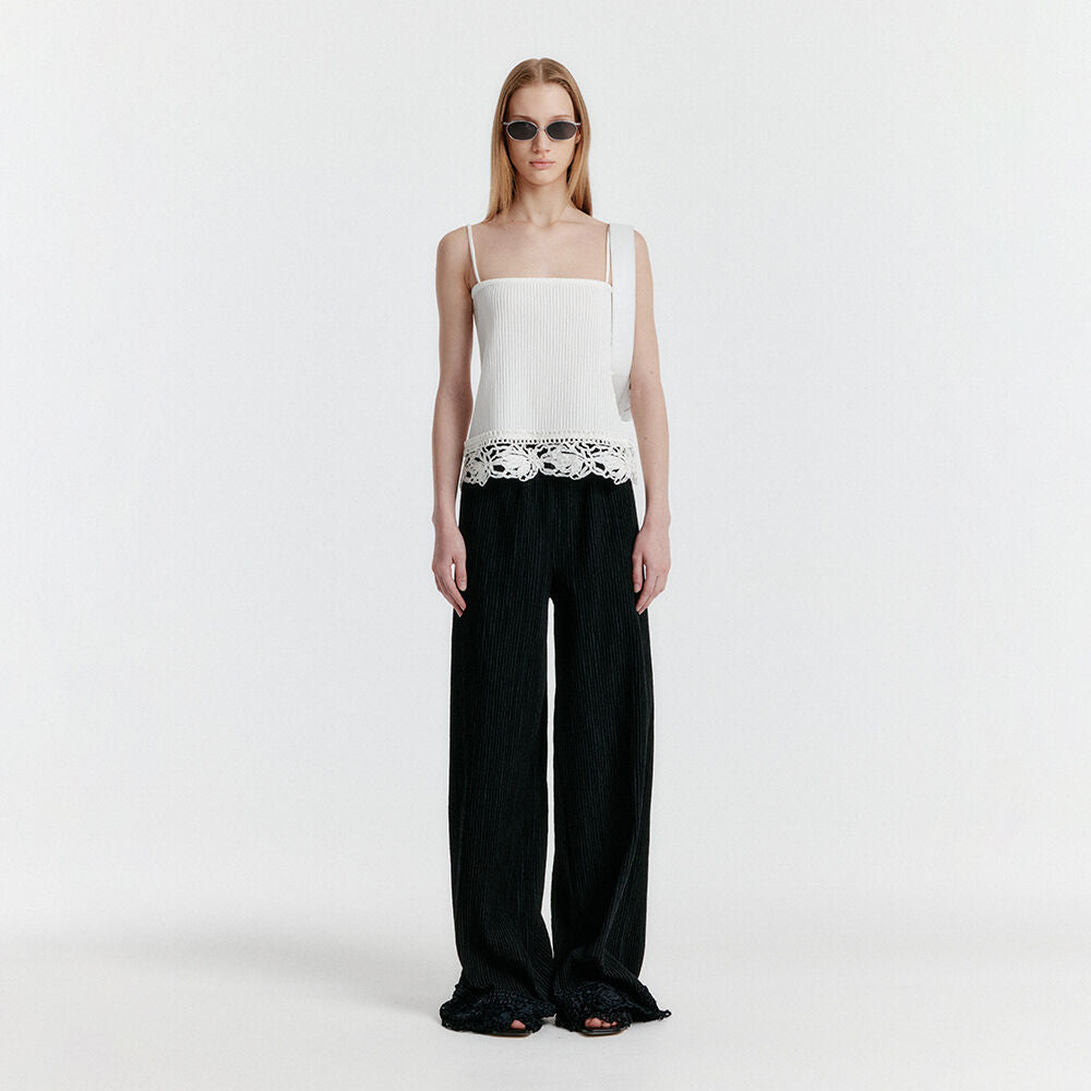 EENK YENIZ Lace-trim Pants - Black
