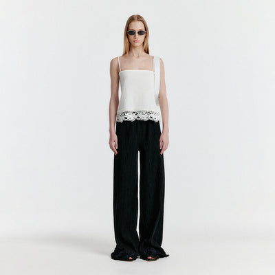 YENIZ Lace-trim Pants - Black