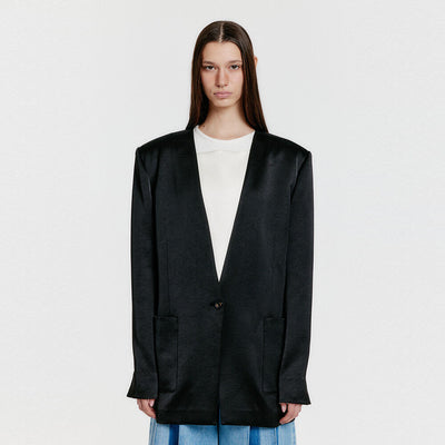 YERIDA One-Button Jacket - Black/Ivory