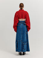 EENK EENK Cargo Maxi Denim Wrap Skirt - Blue