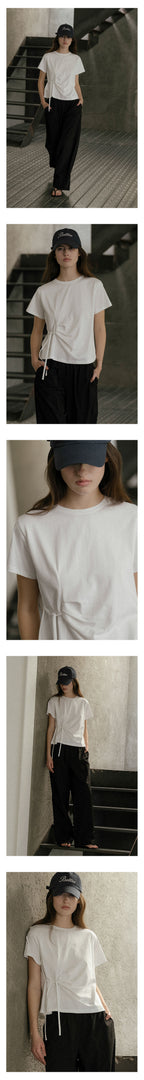 KNOWN BETTER Side tuck strap T-shirt [KNSS03TS08]_Ivory
