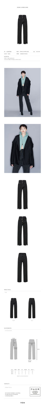 YCH DOUBLE LAYERED JEANS BLACK (W23DB709BK)
