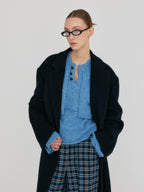 EENK ZONNE Cropped Knit Cardigan - Blue