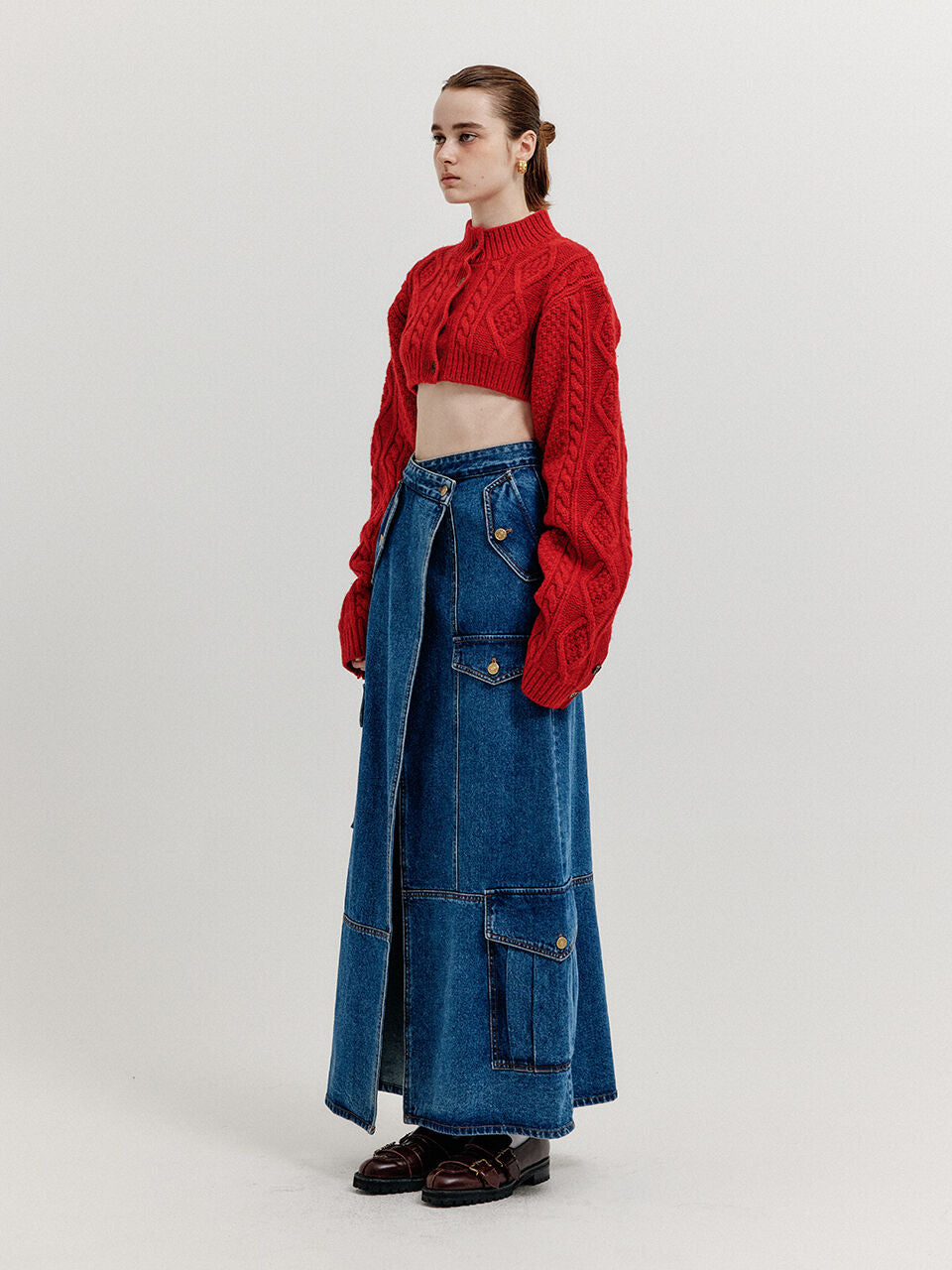 EENK EENK Cargo Maxi Denim Wrap Skirt - Blue