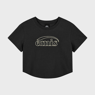 CHAIN STITCH T-SHIRT-CHARCOAL/CREAM