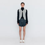 EENK WOCO Folded Front Denim Shorts - Grey