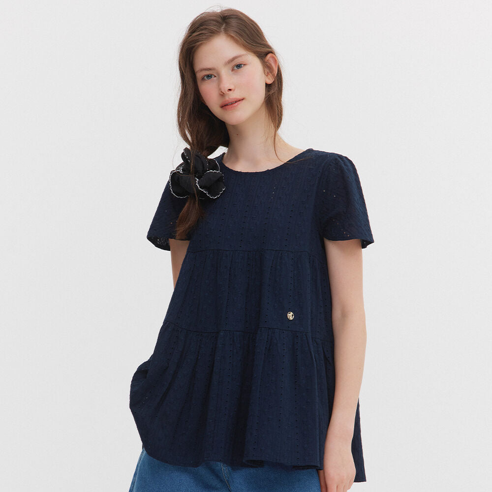 MARIECLAIRE Lace cap sleeve flare blouse (MAGBBL06MNY)