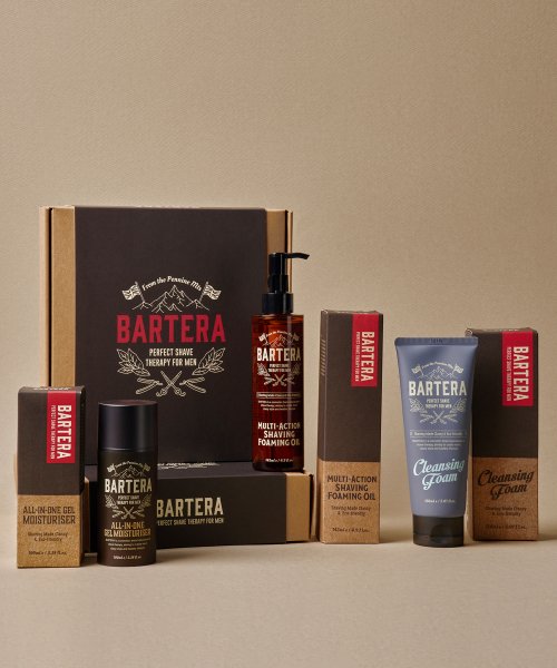BARTERA Multi-Action Shaving Foaming Oil + Cleansing Foam + All-in-One Gel Moisturizer