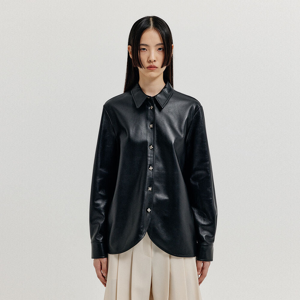 EENK EENK Long Sleeve Leather Shirt - Z-Black