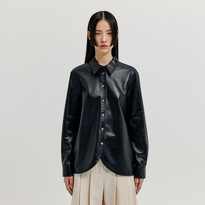 EENK Long Sleeve Leather Shirt - Z-Black