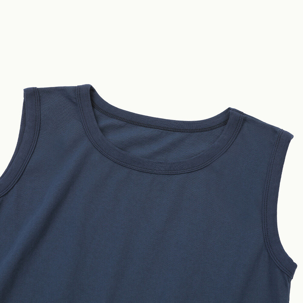 CHIQUITA 8th_Cotton basic sleeveless t-shirt navy 242606SNV (domestic production)