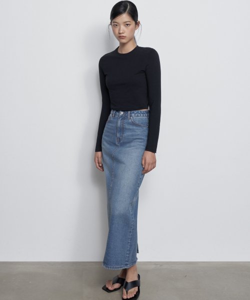 MUSINSA STANDARD WOMAN MUSINSA STANDARD WOMAN Denim Maxi Skirt Medium Indigo