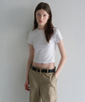 MUSINSA STANDARD WOMAN MUSINSA STANDARD WOMAN Women's Slim Crop Crew Neck T-Shirt [White]