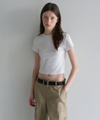 MUSINSA STANDARD WOMAN MUSINSA STANDARD WOMAN Women's Slim Crop Crew Neck T-Shirt [White]
