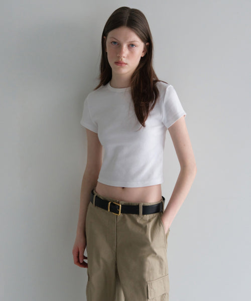 MUSINSA STANDARD WOMAN MUSINSA STANDARD WOMAN Women's Slim Crop Crew Neck T-Shirt [White]