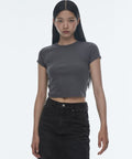 MUSINSA STANDARD WOMAN MUSINSA STANDARD WOMAN Women's Slim Crop Crew Neck T-Shirt (Dark Gray)