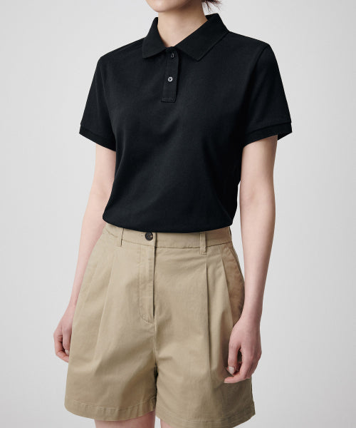 MUSINSA STANDARD WOMAN MUSINSA STANDARD WOMAN Women’s Pique Polo Shirt Black