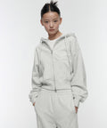 MUSINSA STANDARD WOMAN MUSINSA STANDARD WOMAN Women's Hoodie Crop Zip-up (Melange Light Gray)
