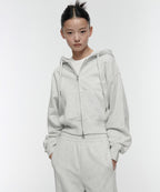 MUSINSA STANDARD WOMAN MUSINSA STANDARD WOMAN Women's Hoodie Crop Zip-up (Melange Light Gray)
