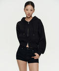 MUSINSA STANDARD WOMAN MUSINSA STANDARD WOMAN Women's Hoodie Crop Zip-up [Black]