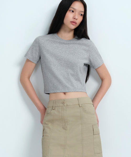 MUSINSA STANDARD WOMAN MUSINSA STANDARD WOMAN Crew Neck Crop T-Shirt Medium Gray
